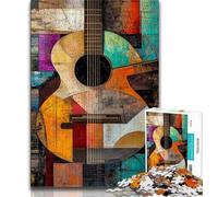 Abstract Guitar Jigsaw Puzzles for Adults 1000 Pieces,Help The Brain Exercise Addictive Toys to Cultivate Patience Suitable for Couples (38x26cm)