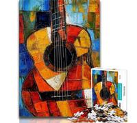 Abstract Guitar Jigsaw Puzzles for Teenagers 1000 Jigsaws,Staycation Kill Time Every Piece Is Unique - Challenging Family Fun Game 38x26cm