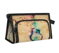 Abstract Guitar Music Note Travel Toiletry Bag for Women Men Girls Boys Multifunctional Makeup Pouch Bag Wash Toiletries Cosmetic Organizer Shower Bag