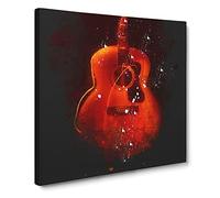 Abstract Guitar Paint Splash Canvas Print | Gallery Wrapped 30mm Frame Wall Art | 14x14 inches | Ready to Hang | Abstract Music Picture | Living Room Bedroom Lounge Office