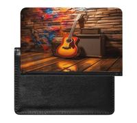 Abstract Guitar Passport Holder Vaccine Card Holder Travel Document Organizer Credit Card Organizer for Women/Men