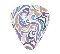 Abstract Guitar Picks 12 Pack Universal ABS Guitar Picks,Funky Asymmetl Composition with Monochrome Bulky Curves and Bulges Style,for Acoustic and Electric Guitar