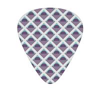 Abstract Guitar Picks 12 Pack Universal ABS Guitar Picks,Graphic Diagonal Squares Pattern with Circles and Stripes,for Acoustic and Electric Guitar,Pale Blue Eggshell Eggplant