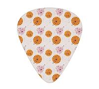 Abstract Guitar Picks 12 Pack Universal ABS Guitar Picks,Graphic Floral Motif on Pink and Orange Spots Nature afflatus Ornament,for Acoustic and Electric Guitar,Orange Pink Pale Grey