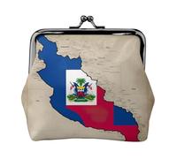 Abstract Haitian Flag Map03 Print Vintage Leather Change Purse Elegant Small Coin Purse for Women Coin Pouch Wallet Mini