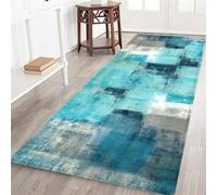 Abstract Hallway Runner Rug 2x6 Throw Rug Teal Blue Area Rug Modern Washable Long Hallway Rugs Non-Slip Bathroom Runner Floor Carpet for Bedroom Laundry Room Entrance Door Mat for Kitchen Entryway