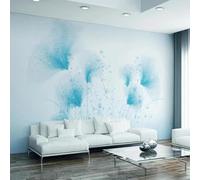 Abstract Hand Drawn Blue Plants Flowers Modern 3D Wallpaper Premium Textured Silk Neutral Tones Material Ideal for Living Room Bedroom-150cm×105cm