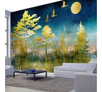 Abstract Hand Drawn Golden Forest Flying Birds 3D Wallpaper Luxury Home Dining Decor Paste Sofa Living Room The Wall for Bedroom Mural-350cm×256cm