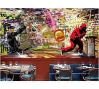 Abstract Hand Drawn Graffiti Figures Music 3D Wallpaper Easy Install Feature Office Living Room Sofa Bedroom TV Background Wall Decoration-400cm×280cm