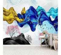 Abstract Hand Painted Colourful Ink Landscape Trees 3D Wallpaper Luxury Silk Study Dining Feature Sofa Grey Bedroom Living Room Tv Decorative Wall-430cm×300cm