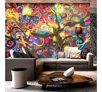 Abstract Hand Painted Three Dimensiona Colourful Tree Graffiti 3D Wallpaper Silky Texture Home Study Office Grey Dining Room Sofa Bedroom Living Room TV Backdrop-400cm×280cm