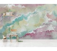 Abstract Hand Painted Watercolour Art Coloured Clouds 3D Wallpaper Textured Silk Easy Install Living Room Sofa Bedroom Dining Room Home Decoration Wall-150cm×105cm