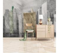 Abstract Hand Painting Art Graffiti City Architecture 3D Wallpaper Textured Silk Easy Install Living Room Sofa Bedroom Dining Room Home Decoration Wall-430cm×300cm