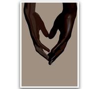 Abstract Hands Wall Art Couple Picture Black Lovers Poster Black People Wall Art Holding Hands Heart Love Wall Decor Afro Women Men Poster Print for Living Room Bedroom Home Office 16x24Inch Unframed