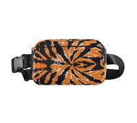 Abstract Happy Halloween Spiders Tie Dye Orange Black Fashion Crossbody Bag Waist Packs for Men Women Waterproof Sling Bag Travel Essential with Adjustable Strap for Travel Running Hiking, Multicolor,