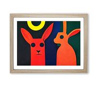 Abstract Hares Framed Print | A2 Oak Framed Wall Art | Ready to Hang | Abstract Animal Picture | Living Room Bedroom Lounge Office