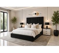 Abstract Haven Ottoman Gas Lift Storage Bed With Headboard Black