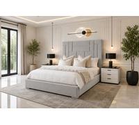 Abstract Haven Ottoman Gas Lift Storage Bed With Headboard Silver