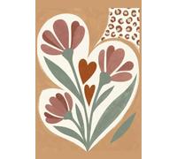 Abstract Heart Floral Composition Notebook: 130 College Ruled Pages, 6x9 Inch, Aesthetic Boho Mustard & Terracotta Botanical Journal for Women, Office, and Creative Writing