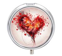 Abstract Heart Pill Box-3 Compartment Small Pill Case Travel Pill Box for Purse & Pocket Portable Daily Pill Organizer to Hold Supplements Vitamins