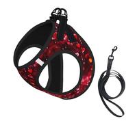 Abstract Heart Print Dog Harness Leash Set Reflective Pet Harness Puppy Vest Suitable Dogs Cats Small Breeds