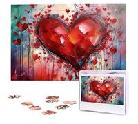 Abstract Heart Puzzles for Adults 1000 Pieces, Wooden Puzzle Personalized Jigsaw Puzzles from Photos, Challenging Puzzle Art Painting Home Decor Birthday Party Gift (29.5" x 19.7")