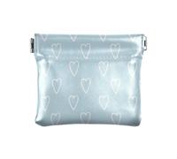 Abstract Hearts Shape Drawed Bold Lines Blue Women's Small Leather Change Purse Portable Makeup Period Bag for Woman Girl