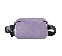Abstract Hearts Shape Drawed Bold Lines Purple Trendy Crossbody Bag Waist Packs for Women Men Teenagers Small Bum Bag Belt with Adjustable Strap for Travel Gym Work