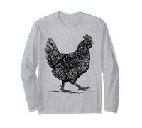 Abstract Hen Illustration Farmhouse Country Graphic Long Sleeve T-Shirt