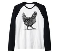 Abstract Hen Illustration Farmhouse Country Graphic Raglan Baseball Tee
