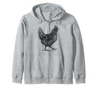 Abstract Hen Illustration Farmhouse Country Graphic Zip Hoodie