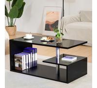 Abstract High Gloss LED Coffee Table Comfy Living Ltd True Black One Size