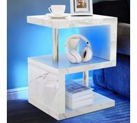 Abstract High Gloss LED Side Table Comfy Living Ltd Off White One Size