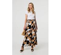 Abstract High Waist Wide Leg Trousers Izabel London Beige 16