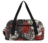 Abstract Hippie Flower Kids Duffle Bag Boys Girls Small Sport Dance Gym Bag for Overnight Travel Weekender Carry On, Day of The Dead Skull Kids Duffle Bag Boys Girls Small Sport Dance Gym Bag for