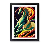 Abstract Horse No.3 Framed Print for Living Room Bedroom Home Office Décor, Wall Art Picture Ready to Hang, Black A4 Frame (34 x 25 cm)