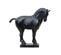 Abstract Horse Statue Bust Sculpture Ornament Figurine mounted on Rectangular Resin and Marble for modern room tables office shelves entryway styling display areas gift giving , Black , 56 25 53cm
