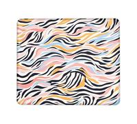 Abstract Horse Stripe Mouse Pad, Pastel Colors, Stitched Edges, Non-Slip Washable Mouse Pad for Home and Office, Stylish Design, Funky Square Animal Print, 8" x 10"