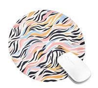Abstract Horse Stripe Mouse Pad, Pastel Colors, Stitched Edges, Non-Slip Washable Mouse Pad for Home and Office, Stylish Design, Funky Animal Print Round Mouse Pad, 8" x 8"