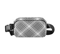 Abstract Houndstooth Black White Stylish Waist Pack Crossbody Bag for Men Women Multipurpose Cross Body Bag Belt Pack with Adjustable Strap for Travel Running Hiking, Abstract Houndstooth Black White,