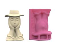 Abstract Human Figure Vase Silicone Mold Concrete Succulent Pot Desktop Organizer Mold