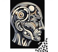 Abstract Human Head 1000-Piece Puzzle for Adults, 52x38cm/1000pcs, White Pieces for Organised Sorting; for An Enjoyable Break at The Table