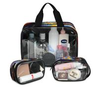Abstract Human Music Travel Makeup Bag for Women Men, Colorful Music Translucent Cosmetic Bags 3 Pcs Large Shower Wash Pouch Toiletry Cosmetic Toiletries Organizer