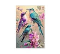 Abstract Hummingbird & Floral Canvas Poster Art Print Bird And Flowers Wall Art Decor For Bedroom & Home Office Animal Aesthetic Wall Decor (1)