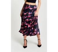 Abstract Ikat Print Midi Skirt In Black And Pink Liquorish Black 10