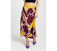 Abstract Ikat Print Midi Skirt In Black And Pink Liquorish Burgundy 14