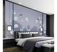 Abstract Ink Bird Lotus Art Modern 3D Wallpaper Premium Textured Silk Neutral Tones Material Ideal for Living Room Bedroom-400cm×280cm