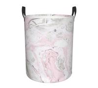Abstract Ink Marble Gray Artistic Waterproof Polyester Fabric Single-Layer Laundry Hamper With Full Print Design,Sturdy Pe Rim,Dual Handles,For Home Car Storage