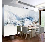 Abstract Ink Mountain Bird Moose Snow Scene 3D Wallpaper Premium Textured Silk Study Dining Living Room Bedroom Sofa TV Wall Easy Install-200cm×140cm