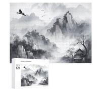 Abstract Ink Painting Puzzles 520 Pieces with Storage Bag Personalized Jigsaw Puzzles for Men Women Picture Puzzle for Family Challenging Photos Puzzle for Home Decor One Size